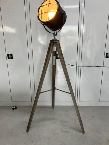 Statief vloerlamp - Industriële vloerlamp - Metaal, Hout