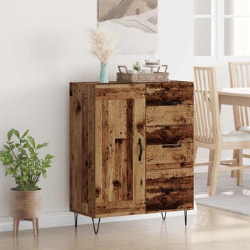 vidaXL Dressoir met lade Oudhout 69,5 x 34 x 90 cm, Maison & Meubles, Armoires | Dressoirs, Verzenden