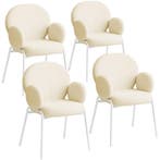 tectake Stoel Scandi gestoffeerd, bouclé stof - crème, Set v, Huis en Inrichting, Verzenden, Nieuw