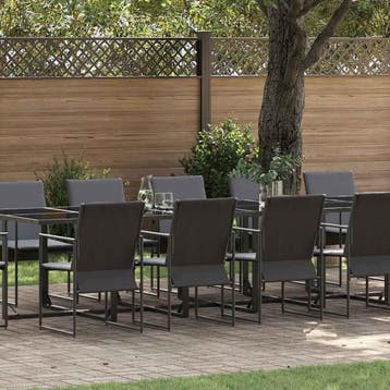 vidaXL Tuin Eettafel Set 13 st Zwart Staal, Verzenden, Nieuw