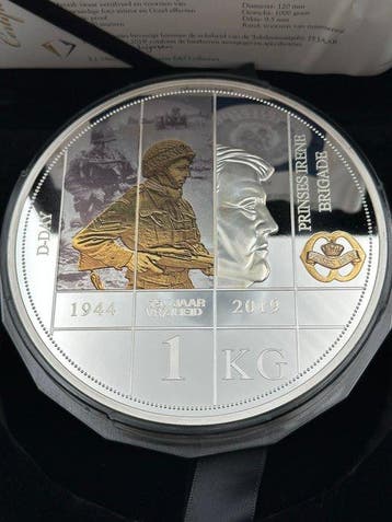 Nederland. 1 Kilo Herdenkingsmunt 2019 75 jaar D-Day Proof