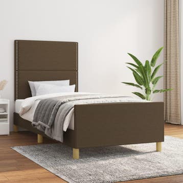 vidaXL Bedframe zonder matras 90x190 cm stof donkerbruin, Verzenden