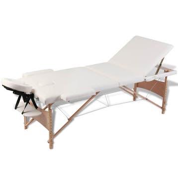 vidaXL Inklapbare massagetafel 3 zones met houten frame, Sport en Fitness, Verzenden, Nieuw