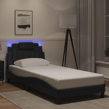 vidaXL Bedframe Viana met LED zonder matras zwart 90x200, Verzenden, Nieuw