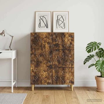 vidaXL Dressoir Gerookt eiken 66 x 34,5 x 90 cm Bewerkt hout, Huis en Inrichting, Kasten | Dressoirs, Verzenden, Nieuw