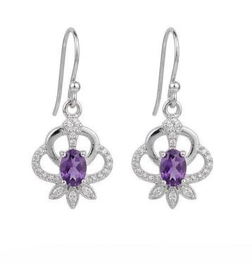 Sans prix de réserve - Boucles doreilles Argent Améthyste -
