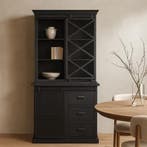 Buffetkast Mangohout Milan 100 X Zwart, Verzenden, Nieuw, Overige houtsoorten, Industriële meubels