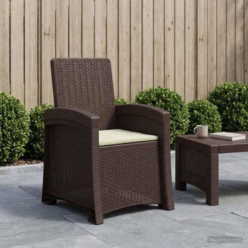vidaXL Ligstoel Rieten Look Bruin en crèmekleurig PP, Verzenden, Nieuw