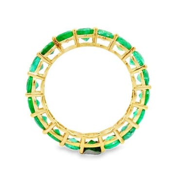 Ring - 14 karaat Geel goud - 4.16ct. tw. Smaragd, Nieuw