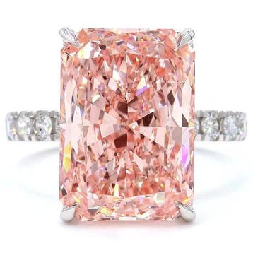 Ring - 18 karaat Witgoud - 11.06ct. tw. Roze Diamant (Fancy