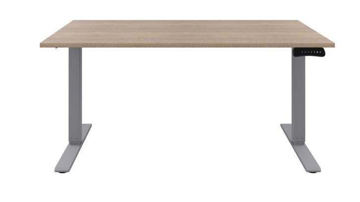 Zit sta bureau - Midden eiken bureaublad - Aluminium frame, Huis en Inrichting, Bureaus, Nieuw, Elektrisch, In hoogte verstelbaar