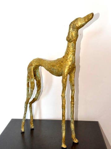 Abdoulaye Derme - Sculpture, Chien Lévrier élancé - 34 cm -, Antiquités & Art
