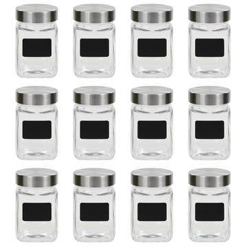 vidaXL Opbergpotten met stickers 12 st 300 ml, Huis en Inrichting, Keuken | Keukenbenodigdheden, Verzenden, Nieuw
