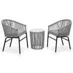 vidaXL 3-delige Bistroset met kussens PE-rattan grijs, Verzenden, Nieuw