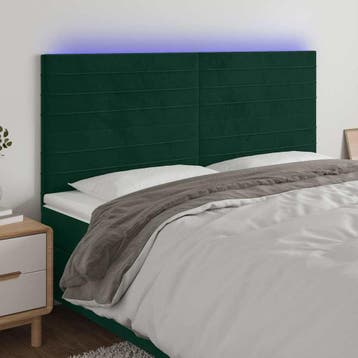 vidaXL Hoofdbord LED 160x5x118/128 cm fluweel donkergroen, Verzenden, Nieuw