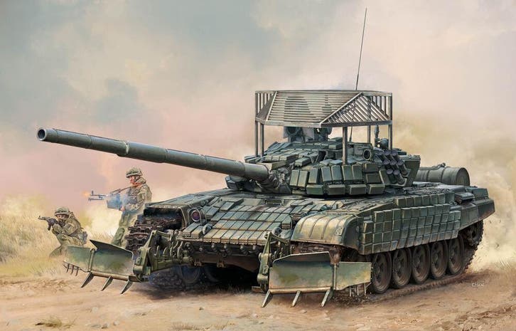 Trumpeter 09609 Russian T-72B1 with KTM-6 & Grating Armour, Hobby en Vrije tijd, Modelbouw | Auto's en Voertuigen, Overige typen