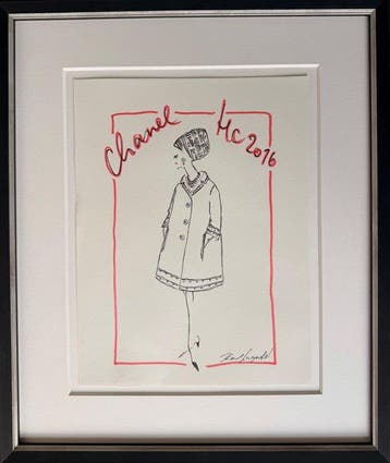 Karl Lagerfeld (1938-2019) - Authentische Chanel Modeskizze,