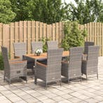 vidaXL 9-delige Tuinset met kussens poly rattan grijs, Verzenden, Tuinset