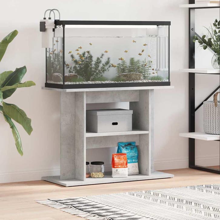 vidaXL Aquariumstandaard Betongrijs 80x35x60 cm Bewerkt hout, Animaux & Accessoires, Poissons | Aquariums & Accessoires, Envoi