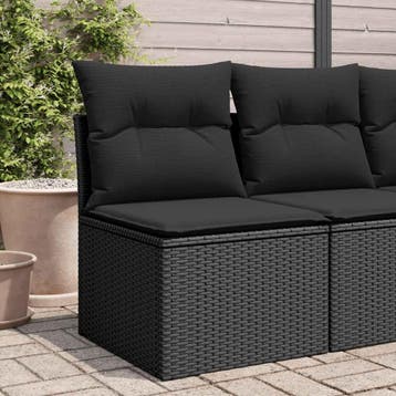 vidaXL Tuinbank zonder armleuningen met kussens zwart poly, Tuin en Terras, Verzenden, Nieuw