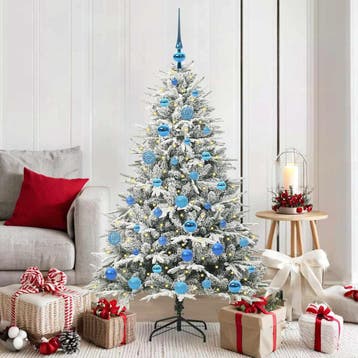 vidaXL Kunstmatige Voorverlichte Kerstboom met Ballenset, Verzenden, Nieuw