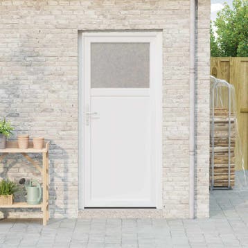 vidaXL Zij-ingang deur 88 x 198 cm PVC Wit, Doe-het-zelf en Bouw, Verzenden, Nieuw