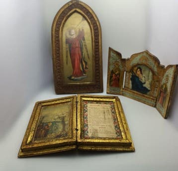 Triptyque (3) - Bois - XXe siècle - Lot de trois petits