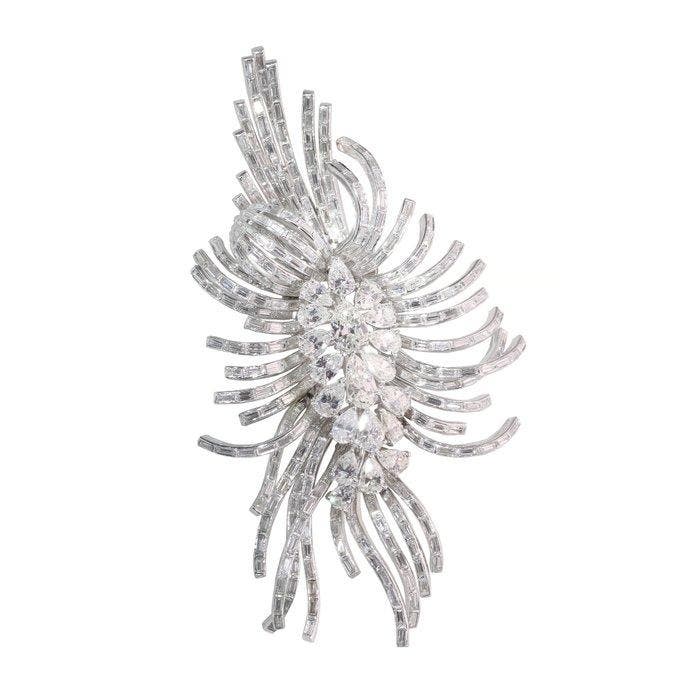Broche Platina - 13.20ct. tw. Diamant (Natuurlijk) -, Bijoux, Sacs & Beauté, Bijoux anciens