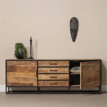 Dressoir Mangohout Lowen 210 cm, Huis en Inrichting, Kasten | Dressoirs, Verzenden, Nieuw, Overige houtsoorten, Industriële meubels