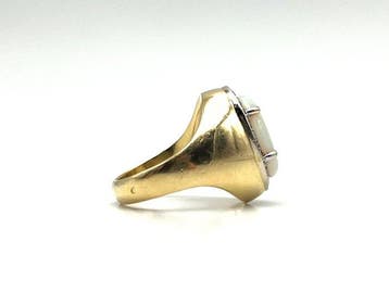 Bague - 18 carats Or jaune Opale - Diamant, Nieuw