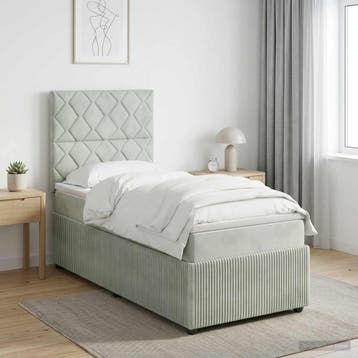 vidaXL Boxspringbed met matras Lichtgrijs 90 x 200 cm, Verzenden
