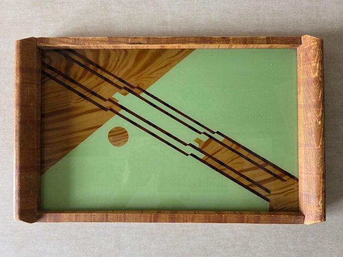 Dienblad - Glas, Hout, Antiquités & Art, Art | Objets design