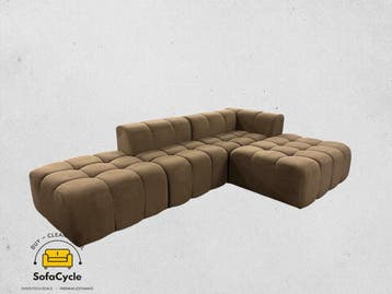 Bubbel hoekzetel bruin in fluweel, hoek R – overstock, Verzenden