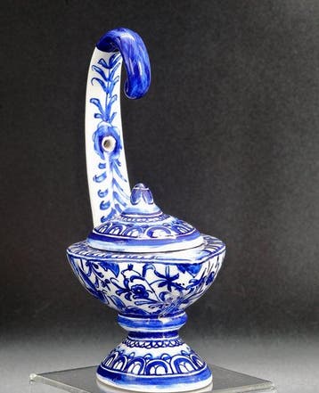 Lamp - faienceaardewerk - faience-olielamp