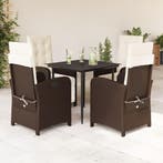 vidaXL 5-delige Tuinset met kussens poly rattan bruin, Verzenden, Nieuw, Tuinset