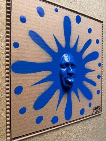 gregos - Blue mocking splash on paperboard