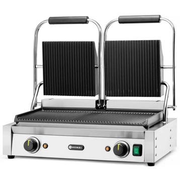 Contact-/Paninigrill | Dubbel | Gegroefd Oppervlak 475x230, Verzenden