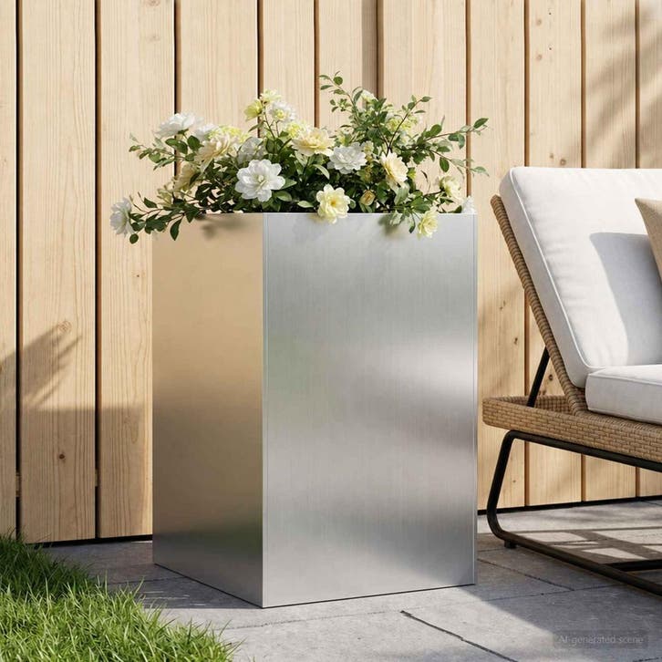 vidaXL Plantenbak zilver 50 x 50 x 75 cm Gegalvaniseerd, Tuin en Terras, Bloempotten, Nieuw, Verzenden
