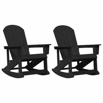 vidaXL Adirondack Schommelstoelen 2 st 2-zits Zwart HDPE, Verzenden, Nieuw