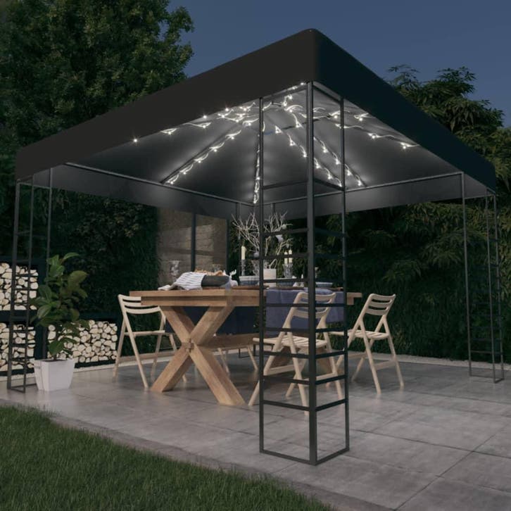 vidaXL Tuinpaviljoen met LED-lichtslinger 3x3 m, Jardin & Terrasse, Tonnelles, Envoi