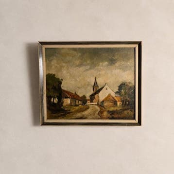 Europese school (XX) - Mid-20th Century. Village with Church