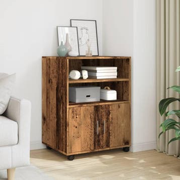 vidaXL Rolkast 60x48x81 cm bewerkt hout oud houtkleurig, Huis en Inrichting, Verzenden, Nieuw