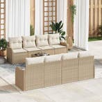 vidaXL Tuinbank Set 9 pcs Beige en Crème Poly Riet en Staal, Verzenden, Nieuw