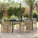 vidaXL Tuin Eettafel Set 5 pcs Beige poly rattan, Verzenden, Nieuw