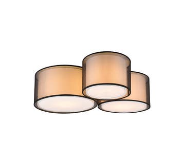 Trio BURTON plafondlamp | E27 Fitting | mat zwart met rookkl, Verzenden