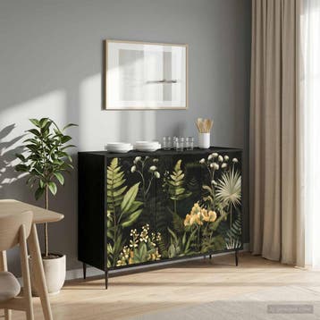 vidaXL Dressoir RHENEN Zwart eiken 102 x 33 x 76 cm Bewerkt, Verzenden, Nieuw