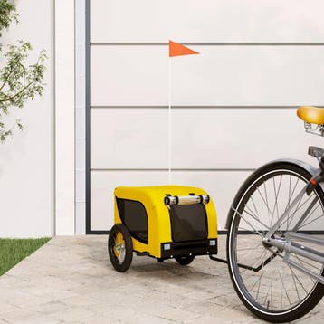 vidaXL Hondenfietstrailer oxford stof en ijzer geel en zwart, Verzenden