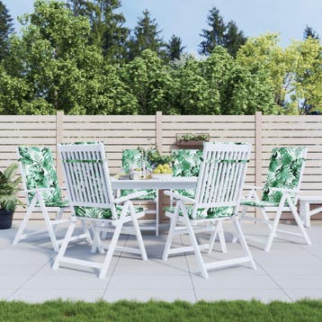 vidaXL Stoelkussens 6 st hoge rug bladpatroon stof, Verzenden, Nieuw