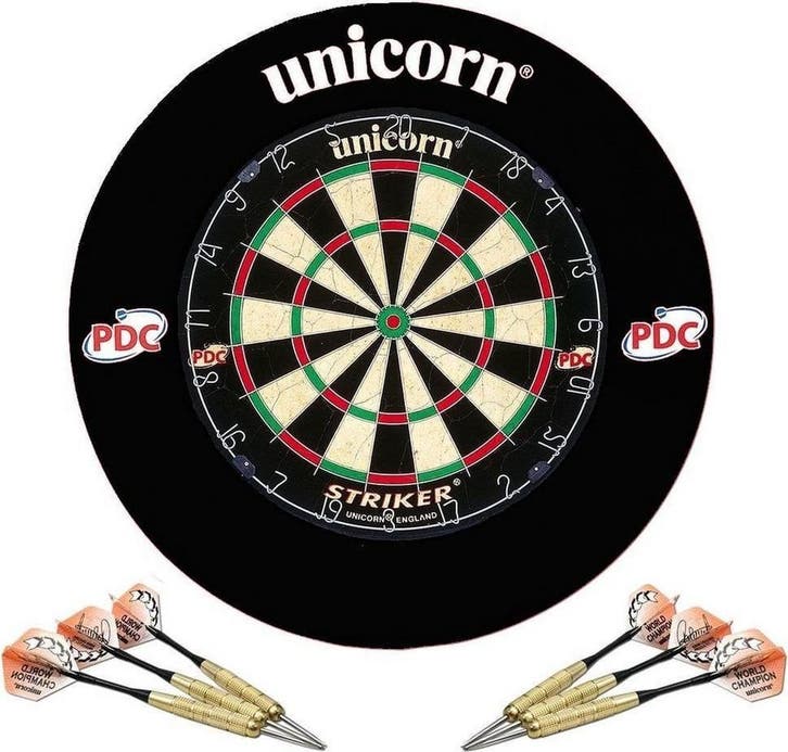 Striker Home Dartset - Dartbord met Beschermring en 2 set..., Sport en Fitness, Darts, Dartbord, Nieuw, Ophalen of Verzenden