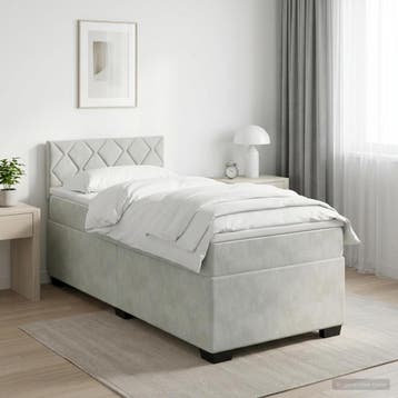 vidaXL Boxspringbed met matras Lichtgrijs 90 x 190 cm, Verzenden